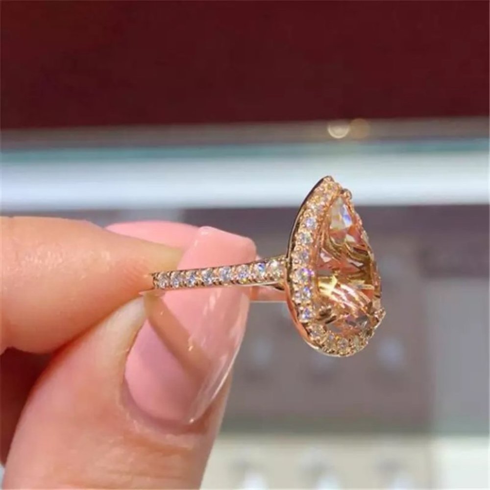 Gold Champagne Cubic Zirconia Ring